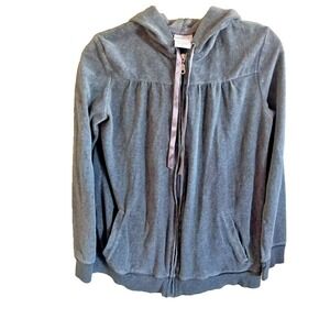 Oh Baby by Motherhood Maternity Hoodie S Gray Solid Velour EUC Comfort Travel